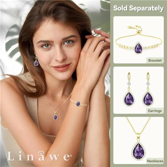 Linawe Crystal Chain Necklace for Women Trendy, Imitation Diamond Pendant - Picture 3 of 6